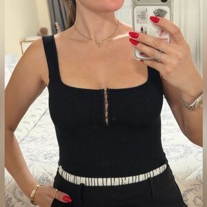 Black Ribbed Bodysuit